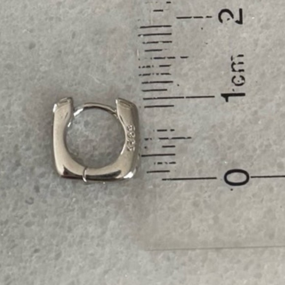 COPY - Sterling Silver Mini Small Square Huggie Hoop Earrings - Picture 3 of 3